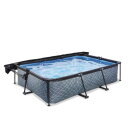 Piscina EXIT Stone 300x200x65cm con bomba de depuración y toldo, color gris