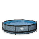 Piscina EXIT Stone ø360x76cm con bomba de depuración, color gris