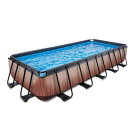 Piscina EXIT Wood 540x250x100cm con bomba de filtrado de arena, color marr&oacute;n