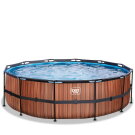 Piscina EXIT Wood ø488x122cm con bomba de depuración, color marrón