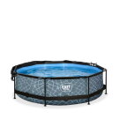 Piscina EXIT Stone &oslash;300x76cm con bomba de depuraci&oacute;n y toldo, color gris