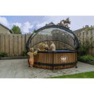 Piscina EXIT Wood ø300x76cm con bomba de depuración y cúpula, color marrón