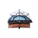 Piscina EXIT Wood 220x150x65cm con bomba de depuraci&oacute;n y c&uacute;pula, color marr&oacute;n
