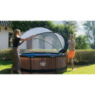 Piscina EXIT Wood ø244x76cm con bomba de depuración y cúpula, color marrón