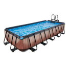 Piscina EXIT Wood 540x250x100cm con bomba de filtrado de arena, color marr&oacute;n