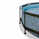 Piscina EXIT Stone ø360x76cm con bomba de depuración y toldo, color gris