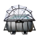 Piscina EXIT Black Leather 540x250x122cm con bomba de filtrado de arena y cúpula y set de accesorios, color negro