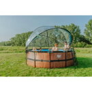 EXIT Black Leather pool ø427x122cm with sand filter pump and dome and heat pump - black