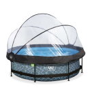 Piscina EXIT Stone ø300x76cm con bomba de depuración y cúpula, color gris