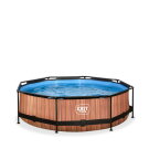 Piscina EXIT Wood &oslash;300x76cm con bomba de depuraci&oacute;n, color marr&oacute;n
