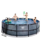 Piscina EXIT Stone ø450x122cm con bomba de filtrado de arena, color gris