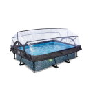 Piscina EXIT Stone 220x150x65cm con bomba de depuraci&oacute;n y c&uacute;pula, color gris