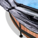 Piscina EXIT Wood ø300x76cm con bomba de depuración y cúpula, color marrón