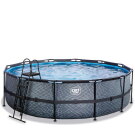 Piscina EXIT Stone ø488x122cm con bomba de depuración, color gris