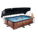 Piscina EXIT Wood 300x200x65cm con bomba de depuraci&oacute;n y toldo, color marr&oacute;n