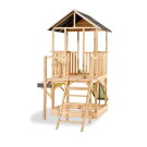 Casita infantil de madera EXIT Panorama 550 con tobog&aacute;n, cocina de juguete y arenero