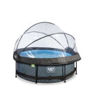 Piscina EXIT Stone &oslash;244x76cm con bomba de depuraci&oacute;n y c&uacute;pula, color gris