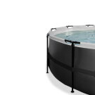 Piscina EXIT Black Leather &oslash;427x122cm con bomba de filtrado de arena y c&uacute;pula y bomba de calor, color negro