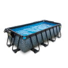 Piscina EXIT Stone 400x200x100cm con bomba de filtrado de arena y cúpula, color gris