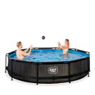 Piscina EXIT Black Wood &oslash;360x76cm con bomba de depuraci&oacute;n, color negro