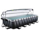 EXIT Black Leather pool 540x250x100cm with sand filter pump and dome and heat pump - black