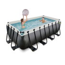 Piscina EXIT Black Leather 400x200x122cm con bomba de filtrado de arena, color negro