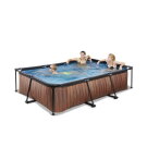 Piscina EXIT Wood 300x200x65cm con bomba de depuración, color marrón