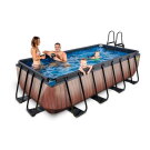 Piscina EXIT Wood 400x200x100cm con bomba de depuración, color marrón