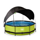 Piscina EXIT Lime ø300x76cm con bomba de depuración y toldo, color verde