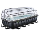 Piscina EXIT Black Leather 540x250x100cm con bomba de filtrado de arena y cúpula, color negro