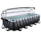 EXIT Black Leather pool 540x250x122cm with sand filter pump and dome and accessory set - black