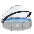 Piscina EXIT Soft Grey &oslash;360x76cm con bomba de depuraci&oacute;n y c&uacute;pula, color gris
