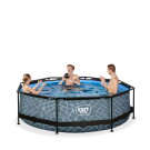 Piscina EXIT Stone &oslash;300x76cm con bomba de depuraci&oacute;n, color gris