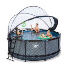 Piscina EXIT Stone &oslash;360x122cm con bomba de filtrado de arena y c&uacute;pula, color gris