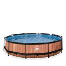 Piscina EXIT Wood ø360x76cm con bomba de depuración, color marrón