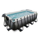 Piscina EXIT Black Leather 400x200x122cm con bomba de filtrado de arena y cúpula y bomba de calor, color negro