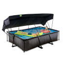 Piscina EXIT Black Wood 300x200x65cm con bomba de depuración y toldo, color negro