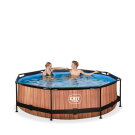 Piscina EXIT Wood &oslash;300x76cm con bomba de depuraci&oacute;n, color marr&oacute;n