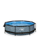 Piscina EXIT Stone ø300x76cm con bomba de depuración y cúpula, color gris