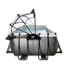 EXIT Black Leather pool 540x250x100cm with sand filter pump and dome and heat pump - black
