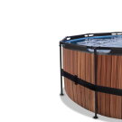 Piscina EXIT Wood ø450x122cm con bomba de filtrado de arena, color marrón