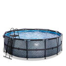 Piscina EXIT Stone ø427x122cm con bomba de filtrado de arena y cúpula, color gris