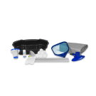 Piscina EXIT Black Leather ø360x122cm con bomba de filtrado de arena y cúpula y set de accesorios, color negro