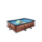 Piscina EXIT Wood 220x150x65cm con bomba de depuración, color marrón