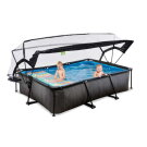 Piscina EXIT Black Wood 300x200x65cm con bomba de depuraci&oacute;n y c&uacute;pula, color negro