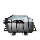 EXIT Black Leather pool 540x250x100cm with sand filter pump and dome and heat pump - black