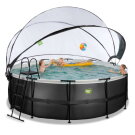 Piscina EXIT Black Leather &oslash;427x122cm con bomba de filtrado de arena y c&uacute;pula y bomba de calor, color negro