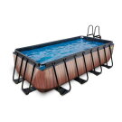 EXIT Wood pool 400x200x100cm with sand filter pump - brown