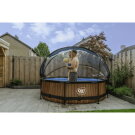 Piscina EXIT Wood ø300x76cm con bomba de depuración y cúpula, color marrón