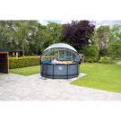 Piscina EXIT Black Leather ø360x122cm con bomba de filtrado de arena y cúpula y set de accesorios, color negro
